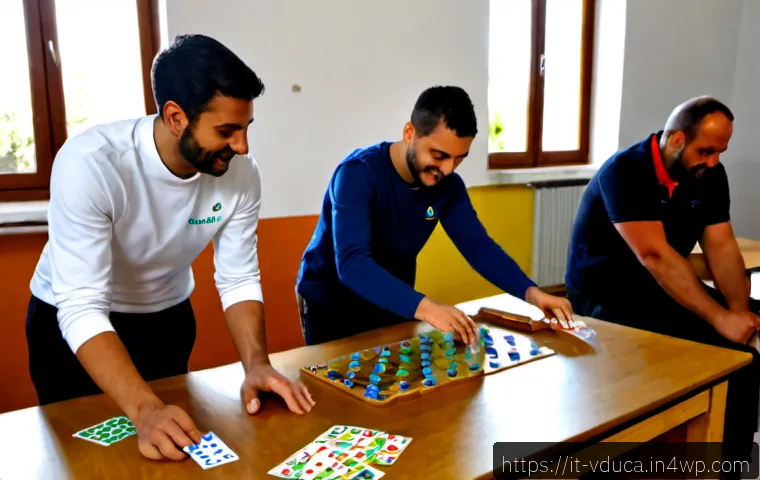 Home 12 게이미피케이션을 통한 실습 중심 교육 - Photorealistic hands-on gamified education workshop in a bright Italian vocational classroom, divers...